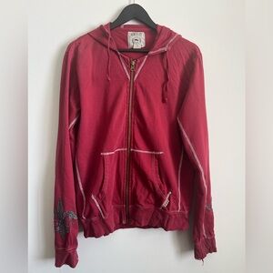 Buffalo David Bitton Red Zip-Up Y2K Grunge Hoodie